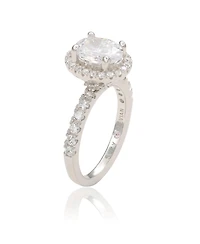 Suzy Levian Sterling Silver Oval Cubic Zirconia Halo Ring
