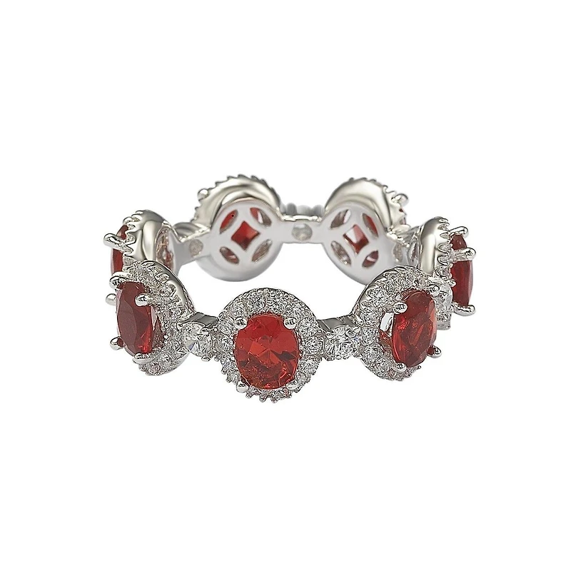 Suzy Levian Oval-Cut Cubic Zirconia Sterling Silver Stackable Band Ring