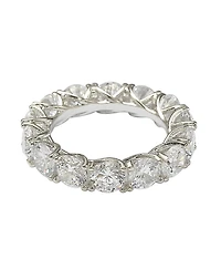 Suzy Levian Sterling Silver Cubic Zirconia Crossing Setting Eternity Band Ring