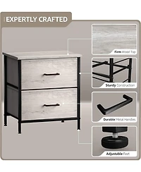 Sorbus Nightstand with 2 Drawers - Steel Frame, Wood Top & Easy Pull Fabric Bins Great for Home, Bedroom, Office College Dorm