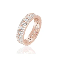 Suzy Levian Sterling Silver Cubic Zirconia Three Row Modern Eternity Band Ring