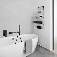 Modern Style Matte Black Wall Mount Tub Filler Bathroom Bathtub Faucet Shower Set 0002