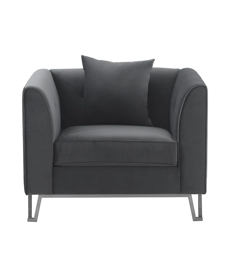 Everest 38" Fabric Brushed Stainless Steel Legs with Upholstered Sofa Accent Chair