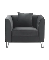 Everest 38" Fabric Brushed Stainless Steel Legs with Upholstered Sofa Accent Chair