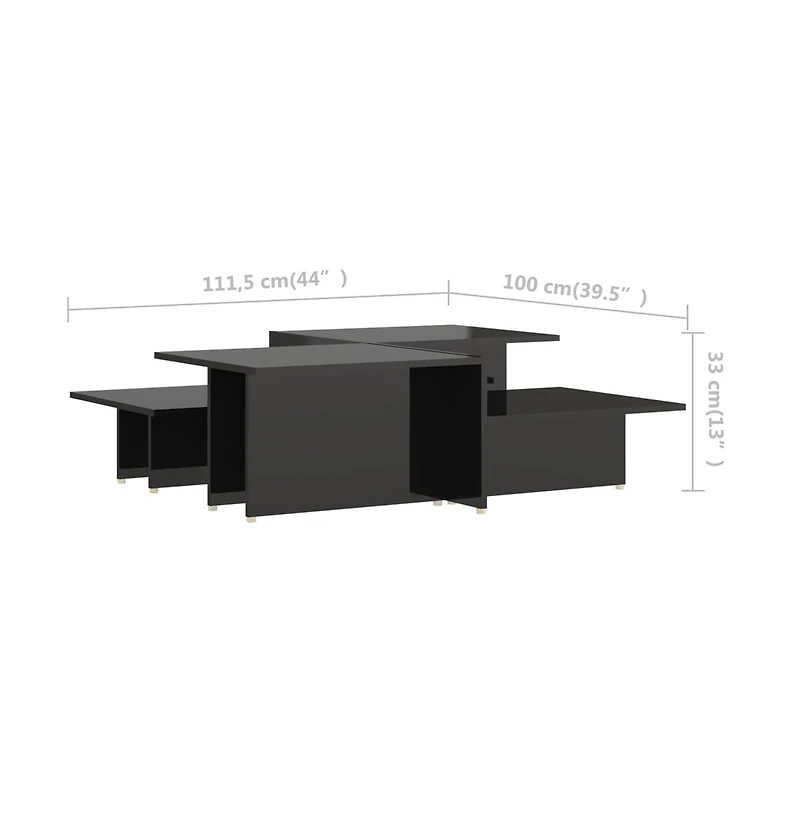 Coffee Tables 2 pcs High Gloss Black 43.9"x19.7"x13" Engineered Wood