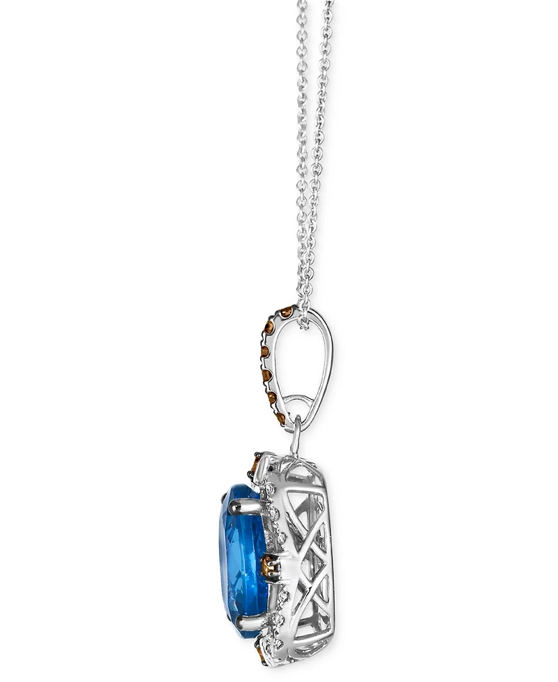 Le Vian Blueberry Tanzanite (4-1/2 ct. t.w.) & Diamond (1/2 ct. t.w.) Halo Pendant Necklace in 14k White Gold, 18" + 2" extender