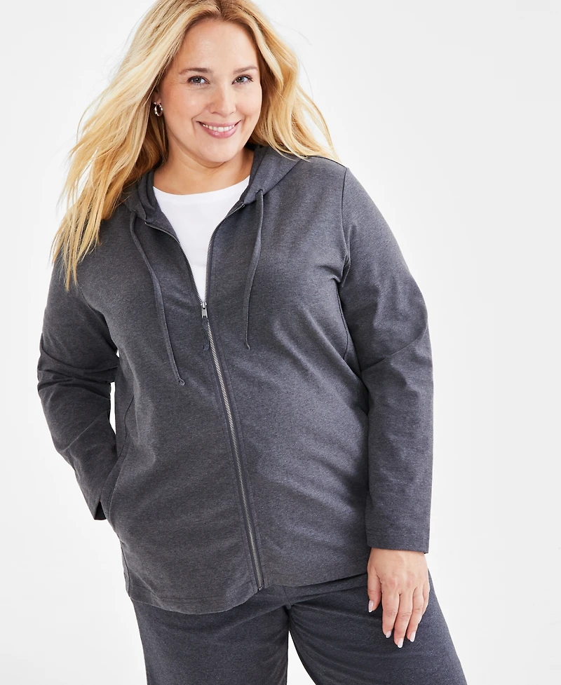 Style & Co Plus Zip-Up Hooded Sweatshirt, Exclusively at Macy's