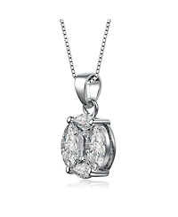 Sterling Silver White Gold Plated With Clear Cubic Zirconia Round Pendant