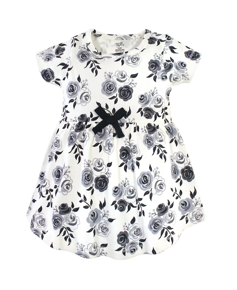 Touched by Nature Baby Girls Comfortable Natural Cotton Dresses with Short & Long Sleeve Variations