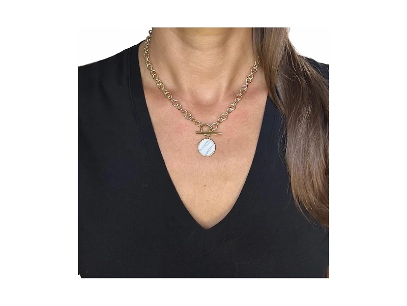 Polished Link Toggle & Charm Necklace
