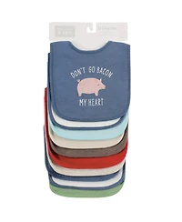 Hudson Baby Boys 10-Piece Soft Interlock Feeding Bib Set