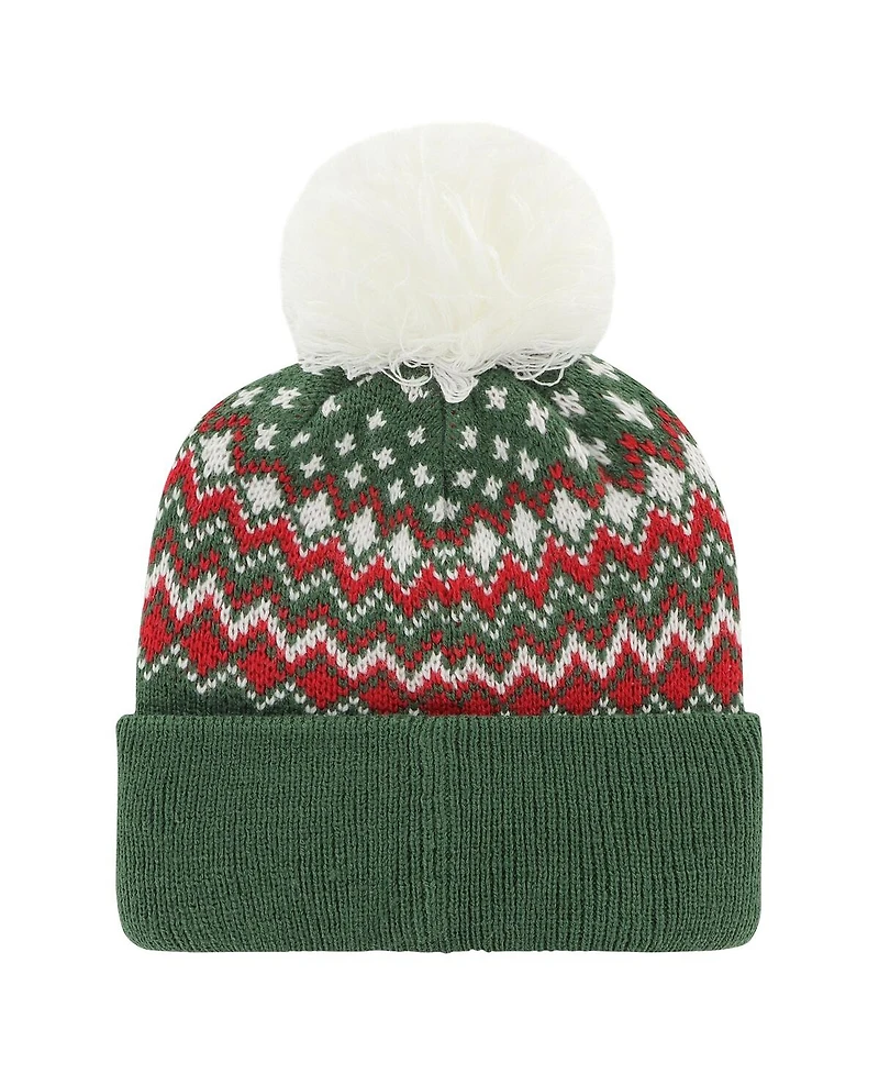Women's '47 Brand Green Minnesota Wild Elsa Cuffed Knit Hat with Pom