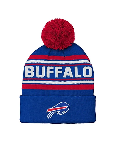 Preschool Boys and Girls Royal Buffalo Bills Jacquard Cuffed Knit Hat with Pom