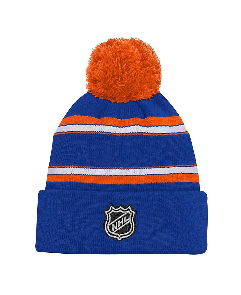 Youth Boys and Girls New York Islanders Royal Jacquard Cuffed Knit Hat with Pom