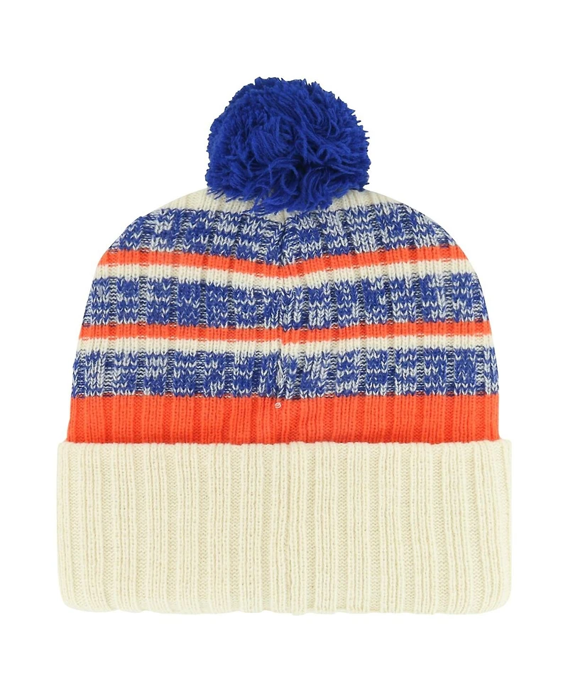 Men's '47 Brand Cream New York Islanders Tavern Cuffed Knit Hat with Pom