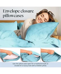 King 2PC Ultra Soft Silky Solid Performance Pillowcase Set