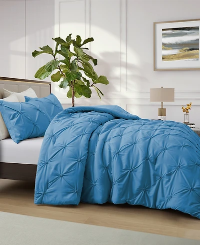 Unikome 3 Piece Pinch Pleated Down Alternative Comforter Set