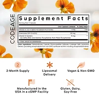 Codeage Liposomal CoQ10 Supplement - 125 mg Coenzyme with Vitamin E Isomers Tocopherols - 2-Month Supply - 1 Capsule Per Serving