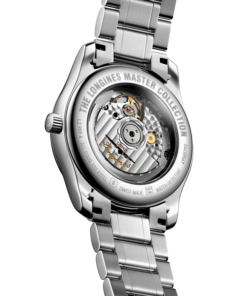 Longines Men's Swiss Automatic Master Moonphase Stainless Steel Bracelet Watch 40mm