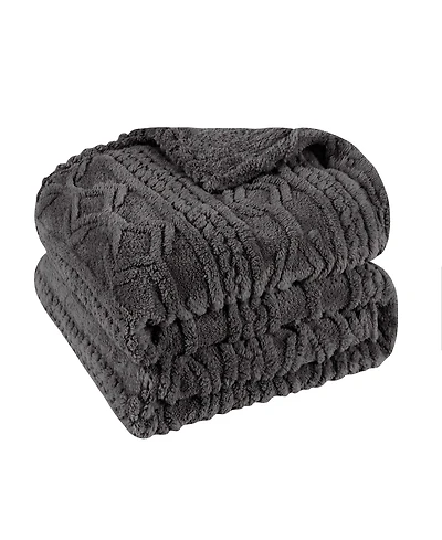 Superior Boho Knit Jacquard Fleece Plush Fluffy Blanket