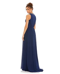 Women's Ieena Bejeweled Neckline Pleated Chiffon Gown