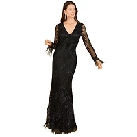 Lara Women's Long Sleeve Fringe Dress