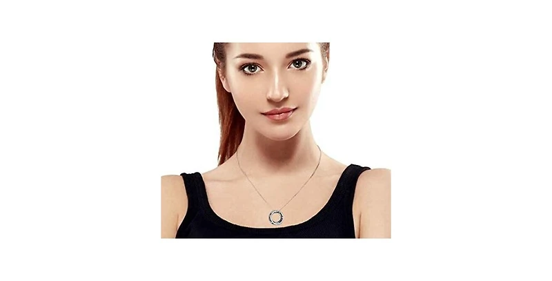 Bling Jewelry Word Inspirational Quote Sayings Circle Sisters Friends Pendant Necklace Rose Gold Plated .925 Sterling Silver