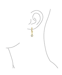 Bling Jewelry Petite Delicate Timeless Cubic Zirconia14K Yellow Gold Cz Bezel Set Heart Shape Dangle Earrings Hinge Secure Lever back