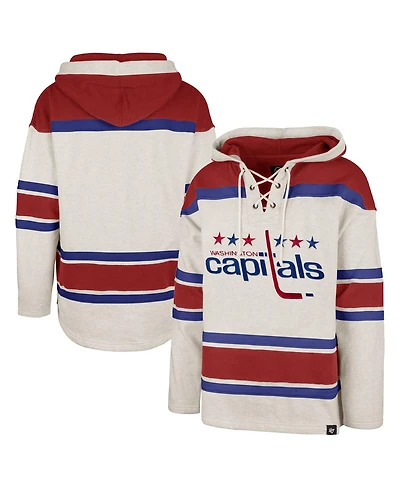 Men's '47 Brand Oatmeal Washington Capitals Rockaway Lace-Up Pullover Hoodie