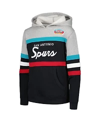 Big Boys Mitchell & Ness Gray, Black San Antonio Spurs Hardwood Classics Head Coach Pullover Hoodie