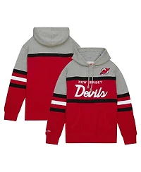 Men's Mitchell & Ness Red, Gray New Jersey Devils Head Coach Pullover Hoodie