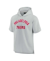 Men's and Women's Fanatics Signature Gray Philadelphia 76ers Super Soft Fleece Short Sleeve Pullover Hoodie