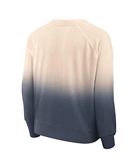Women's Fanatics Tan, Navy Distressed Boston Red Sox Luxe Lounge Arch Raglan Pullover Sweatshirt