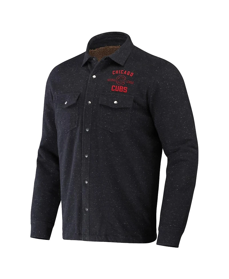 Men's Darius Rucker Collection by Fanatics Black Chicago Cubs Ringstop Full-Snap Shacket