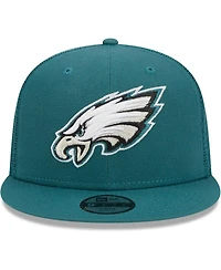 Youth Boys and Girls New Era Midnight Green Philadelphia Eagles Main Trucker 9FIFTY Snapback Hat