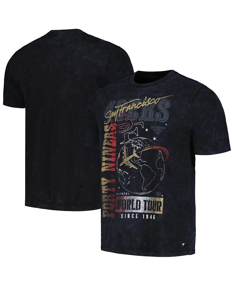 Men's and Women's The Wild Collective Black Distressed San Francisco 49ers Tour Band T-shirt