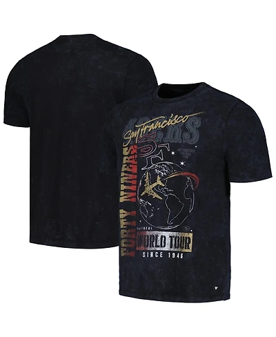 Men's and Women's The Wild Collective Black Distressed San Francisco 49ers Tour Band T-shirt