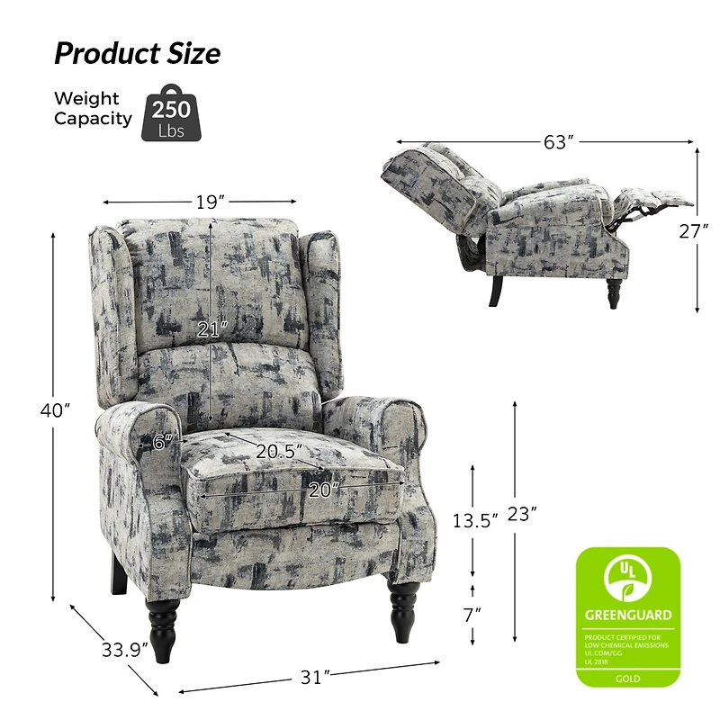 Asikli Manual Recliner with Wingback Design