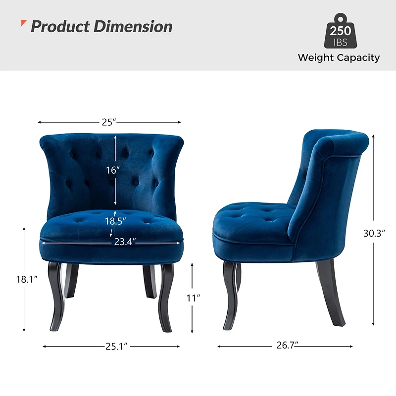Modern Velvet Armless small Accent Chairs For Space Saving