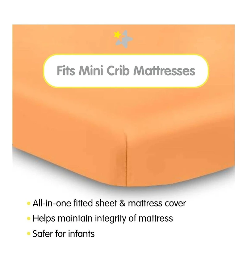 BreathableBaby All-in-One Fitted Sheet & Waterproof Cover for 38" x 24" Mini Crib Mattress (2-Pack)