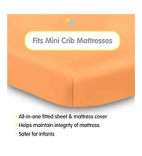 BreathableBaby All-in-One Fitted Sheet & Waterproof Cover for 38" x 24" Mini Crib Mattress (2-Pack)