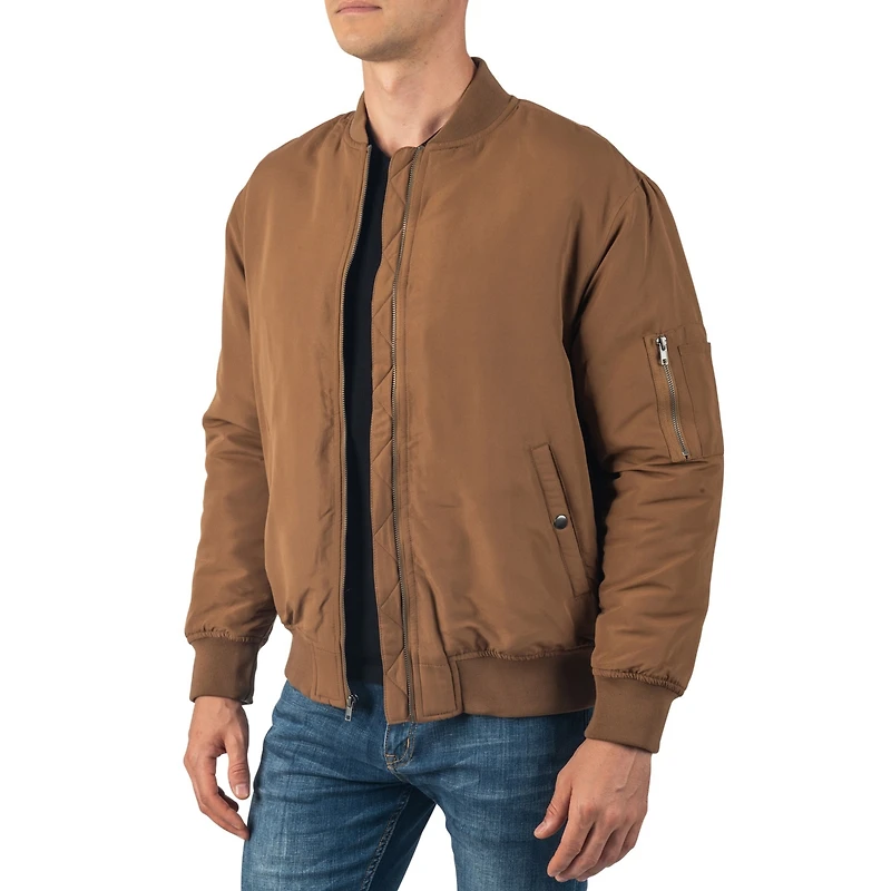 Alpine Swiss Men's Damon Bomber Jacket | Warm Quilted Flight Jacket with Pockets – Stylish Windbreaker for Casual & Layering | Versatile Outerw