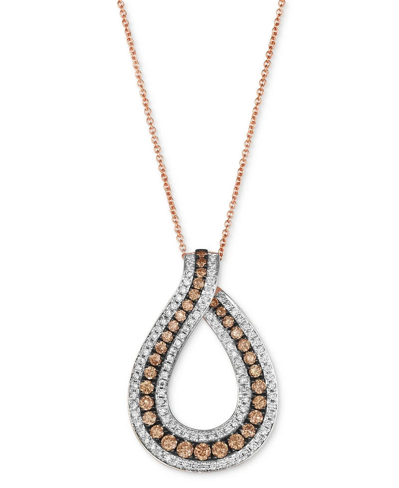 Le Vian Chocolatier Chocolate Diamond & Vanilla Diamond Open Teardrop Adjustable 20" Pendant Necklace (1-1/6 ct. t.w.) in 14k Rose Gold