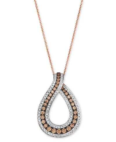 Le Vian Chocolatier Chocolate Diamond & Vanilla Diamond Open Teardrop Adjustable 20" Pendant Necklace (1-1/6 ct. t.w.) in 14k Rose Gold