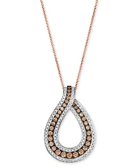 Le Vian Chocolatier Chocolate Diamond & Vanilla Diamond Open Teardrop Adjustable 20" Pendant Necklace (1-1/6 ct. t.w.) in 14k Rose Gold