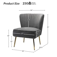 Hulala Home Velvet Accent Chair with Gold Metal Legs for Bedroom Guest Room Vanity