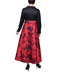 Ny Collection Petite Satin and Mikado High Low Dress