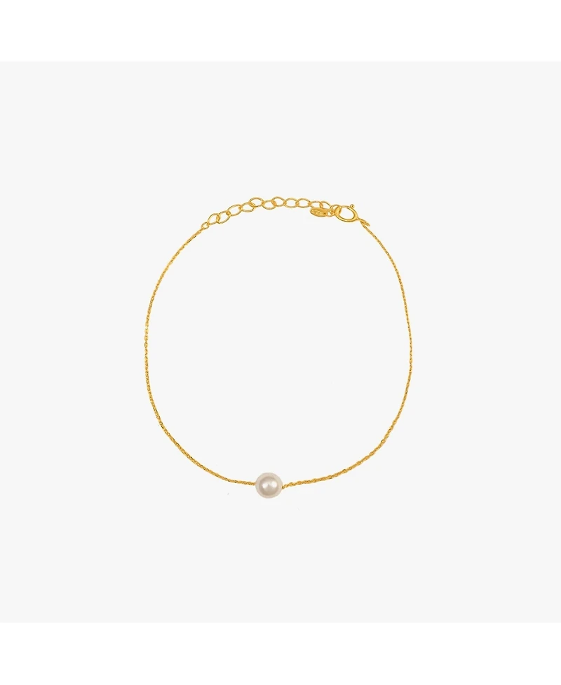Sterling Silver 18k Gold Plated Abby Single Cultured Pearl Bracelet