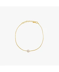 Sterling Silver 18k Gold Plated Abby Single Cultured Pearl Bracelet