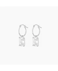 Sterling Silver 18k Gold Plated Sparkle Dangling Pendant Hoop Earrings